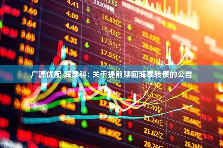 广源优配 海泰科: 关于提前赎回海泰转债的公告